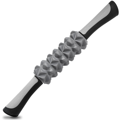 Deep Tissue Muscle Roller Stick, a handheld muscle roller with dual grips